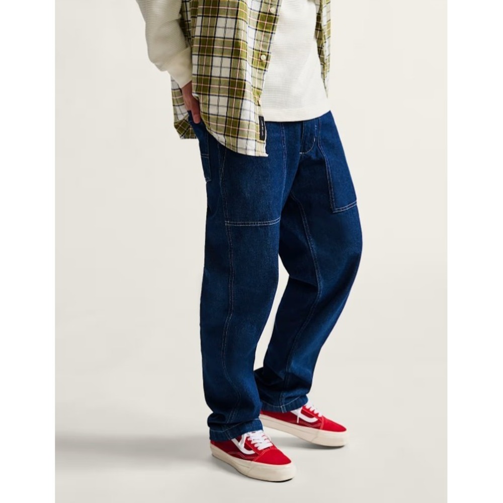 Vans Fatigue Loose Tapered Denim Jeans Blue Size 34 Contrast Stitch NEW‎